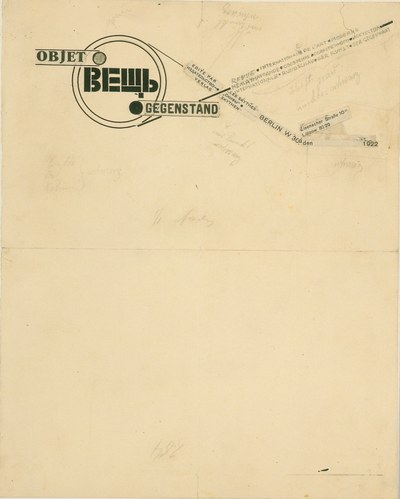 Briefpapier ontwerp voor het tijdschrift 'Vesc-Gegenstand-Objet'