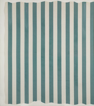 Fragmente einer Rede über die Kunst. 18 peintures sur toile. Tissus rayés blancs et colorés. Novembre 1965 blanc et vert