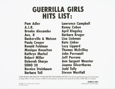 Guerrilla Girls hits list