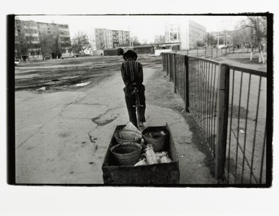 In the yard of micro district in Kyzylorda city