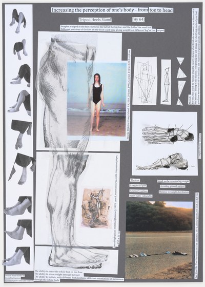 Increasing the perception of one’s body – from toe to head
Tripod heel stand [AY 64]