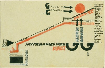 Ontwerpen voor een briefkaart voor Galerie von Garvens, Hannover
