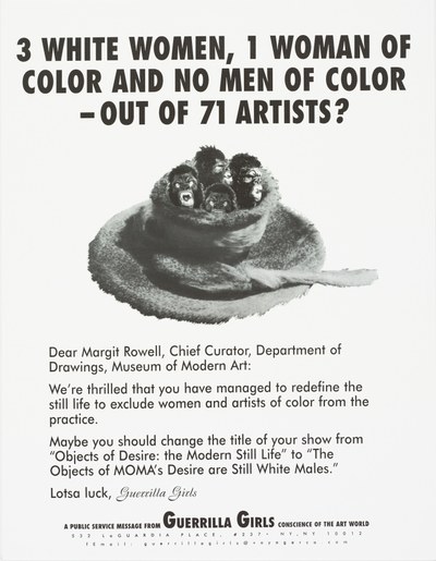 3 white women, 1 woman of color and no men of color out of 71 artists?