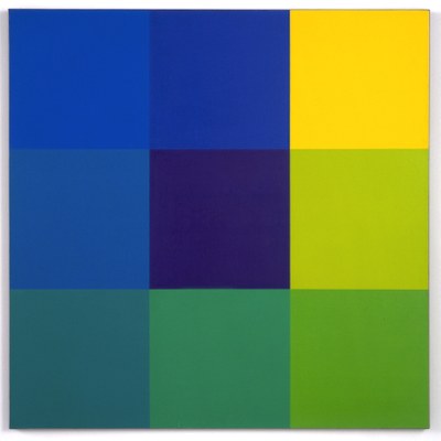 Bewegung von Gelb über Grün und Blau zu Violett