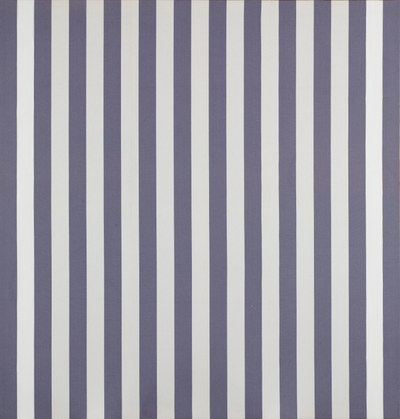 Fragmente einer Rede über die Kunst. 18 peintures sur toile. Tissus rayés blancs et colorés. Juillet 1980 blanc et bleu