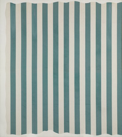 Fragmente einer Rede über die Kunst. 18 peintures sur toile. Tissus rayés blancs et colorés. Novembre 1965 blanc et vert