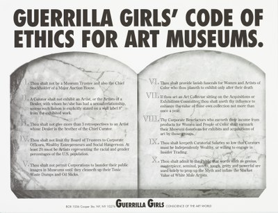 Guerrilla Girls' code of ethics for art museums