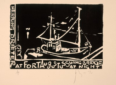 Herring Drifter at Fort Augustus Swing Bridge at Night