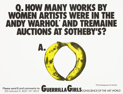 How many works by women artists were in the Andy Warhol and Termaine auctions at Sotheby's?
