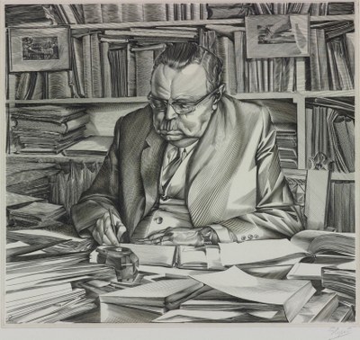 Portret van professor J.L. Rogier