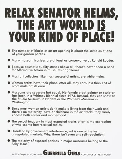 Relax Senator Helms, the art world is your kind of place!