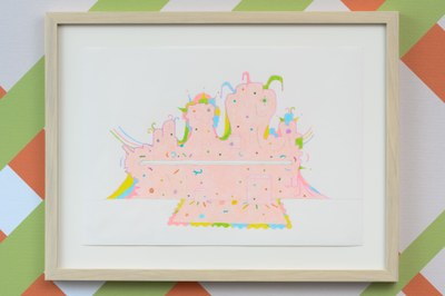 Wall Painting Design for Judd in Pink (with Carpet and Boxes)